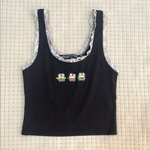 Forever 21 Black Tank Top with Lace Accents